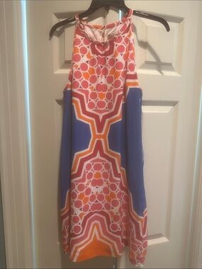 Banana Republic Pink Orange Blue Geo-Print Midi Dress